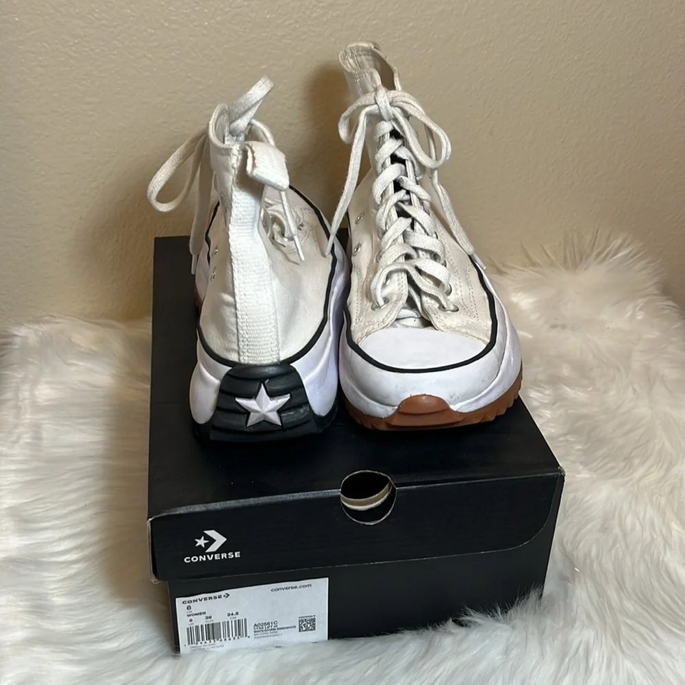 Converse White Run Star Hike Hi Platform Sneakers - Picture 1 of 16
